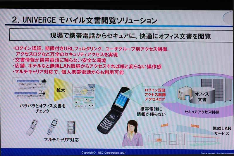 「UNIVERGEモバイル文書閲覧ソリューション」