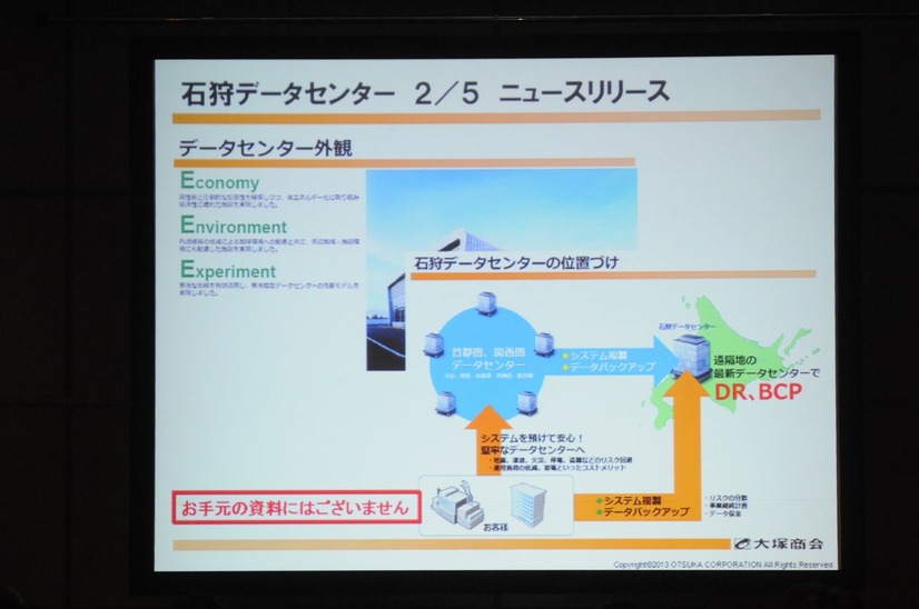 大震災を経験し、DRやBCPの観点から北海道・石狩市に新データセンターを設置。冷却に電気を使う必要がなく、コスト面やエコ面でも有利に