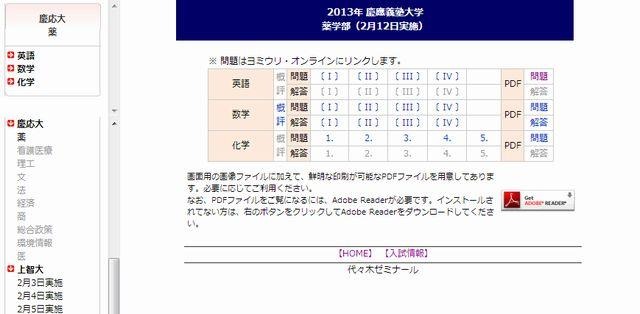 慶應義塾大学 薬学部の解答速報