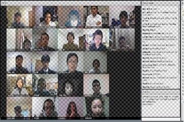 BBT大学では、ソフトスキルを鍛える先駆的な授業が行われる。写真は同時20名参加のビデオグループチャットの様子（「コミュニケーション基礎」講義）
