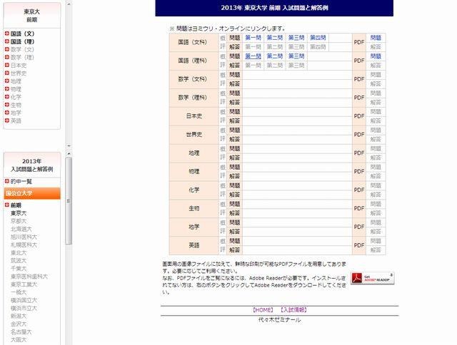 東京大学（前期）の解答速報