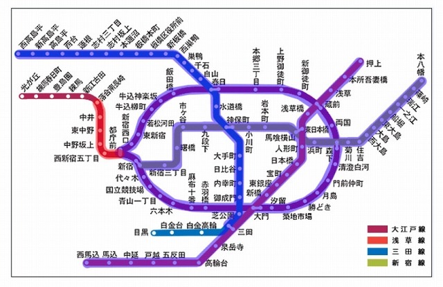 新たに利用可能となる路線（赤色表示）／現在すでに利用可能な路線（青色表示）