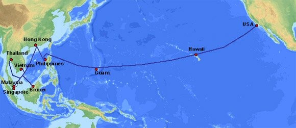　日本電気(以下、NEC)は27日、東南アジアから香港、ハワイを経由して太平洋を横断し、米国西海岸に至る光海底ケーブルプロジェクトをアルカテル・ルーセントと共同受注したと発表した。