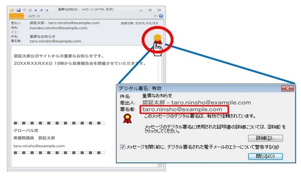 利用イメージ「候補者認証電子メール用証明書」