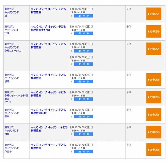 キッズ イン ザ キッチン食育コース・4月の開催スケジュール