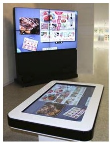 テーブル型デジタルサイネージとマルチディスプレイの連携　（C）2013 TOPPAN PRINTING CO., LTD.