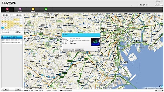 地図上に写真を表示した画面（パソコン）