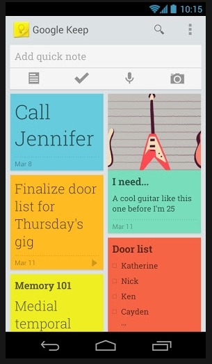「Google Keep」アプリ画面