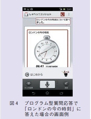 図4：「ロンドンの今の時刻」に答えた場合の画面例