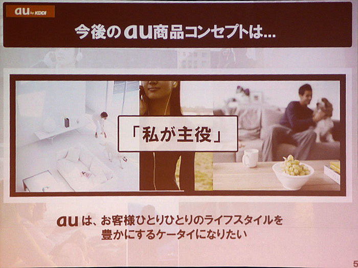 auの今後のコンセプトは「私が主役」というキーワードであることが紹介された