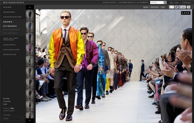 バーバリー2013年秋冬メンズコレクションがストリーミング配信。日本時間1月13日00:30より