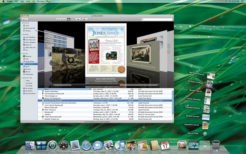 公開された「Mac OS X Leopard」のスクリーン
