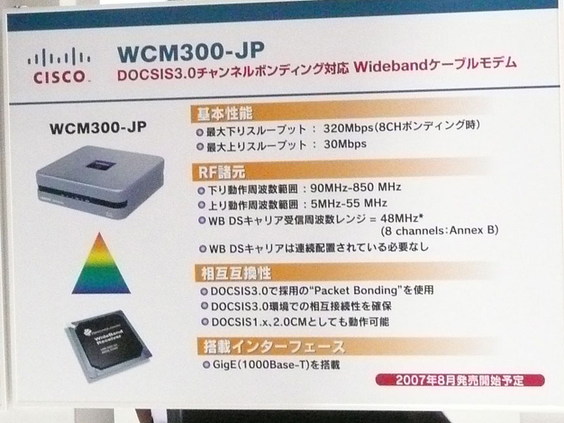 シスコシステムズのブースでは、DOCSIS3.0対応