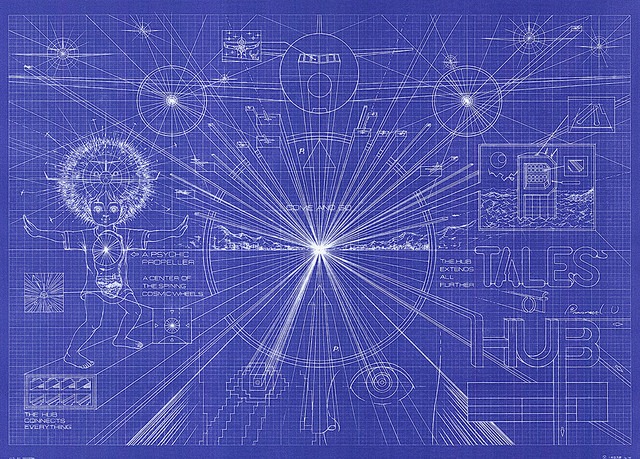 HUB の話 / 2012 / 青焼きプリント / 59.4x84.1cm<br>Tales of HUB / 2012 / blueprint / 59.4x84.1cm