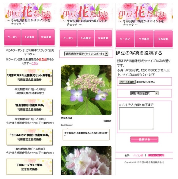 サイト「伊豆花だより」（スマートフォン、PC向け）