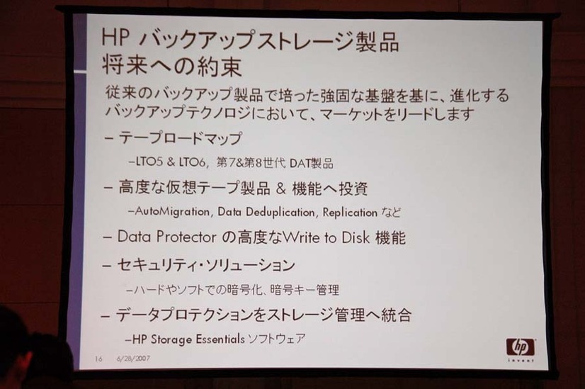 HPのテープ・バックアップ製品の開発と供給は続く