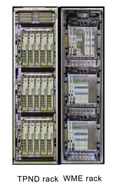 光海底ケーブル用端局装置「NS Series T740SW Line Terminal Equipment」（TPND：トランスポンダ、WME：波長多重装置）