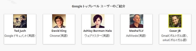 今回紹介された5名のトップレベル ユーザー
