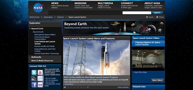 NASAスペース・ローンチ・システムwebサイト