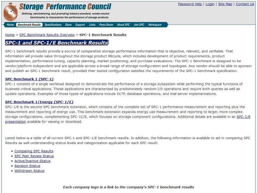 「SPC Benchmark-1」の結果ページ