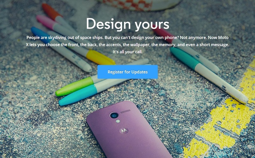 「Moto X」特設ページも「Design yours」と謳う