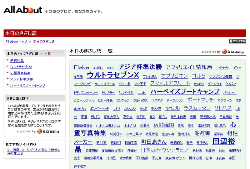 All About内「本日のきざし語」