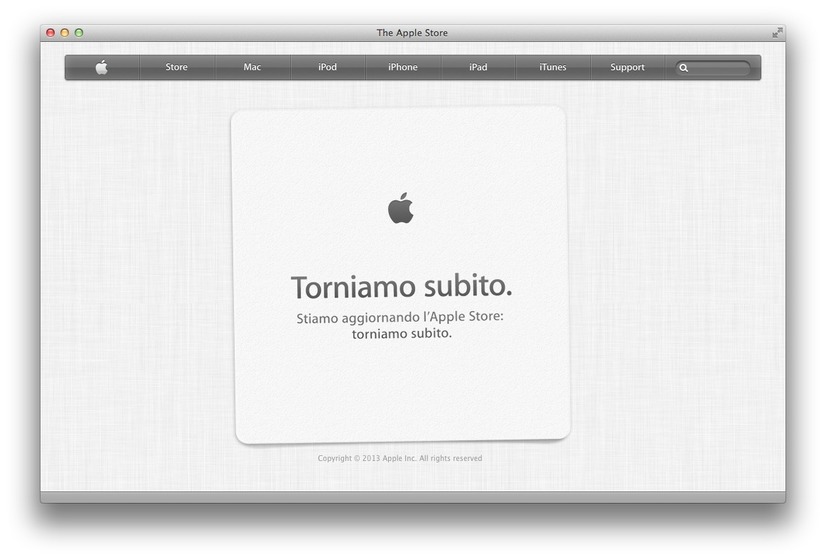 Apple Storeがメンテナンス状態（イタリア語）