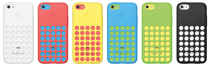 背面に穴のあいたiPhone 5c用ケース