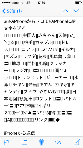 auからドコモに送った場合