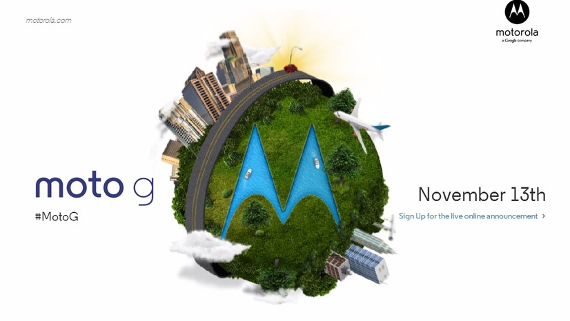 「Moto G」という文字と多言語で「11月13日」と書かれたティザーサイト