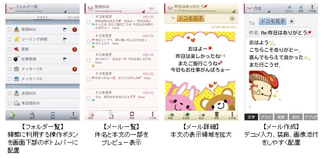 Android版「ドコモメール」アプリの画面イメージ