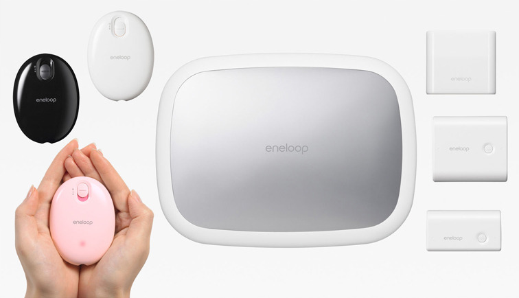 左はeneloop kairo3モデル。中はeneloop anka。右はeneloop mobile boosterで、上からKBC-E1S、KBC-L2S、KBC-L3S