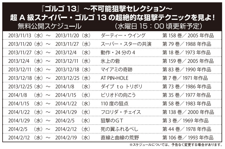 13週連続で、毎週違うストーリーを配信