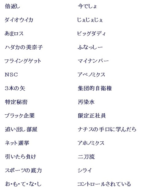 「2013　ユーキャン新語・流行語大賞」の候補50語