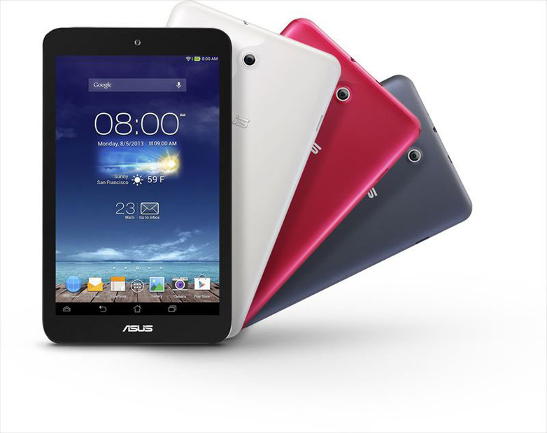 8インチのAndroidタブレット「ASUS MeMO Pad 8」。カラーはグレー、ホワイト、ピンクの3色