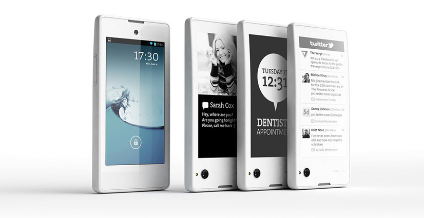 「YotaPhone」E-Ink側はモノクロで常時ONの状態