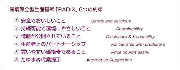 「RADIX」6つの約束