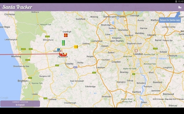 「Google Santa Tracker」画面