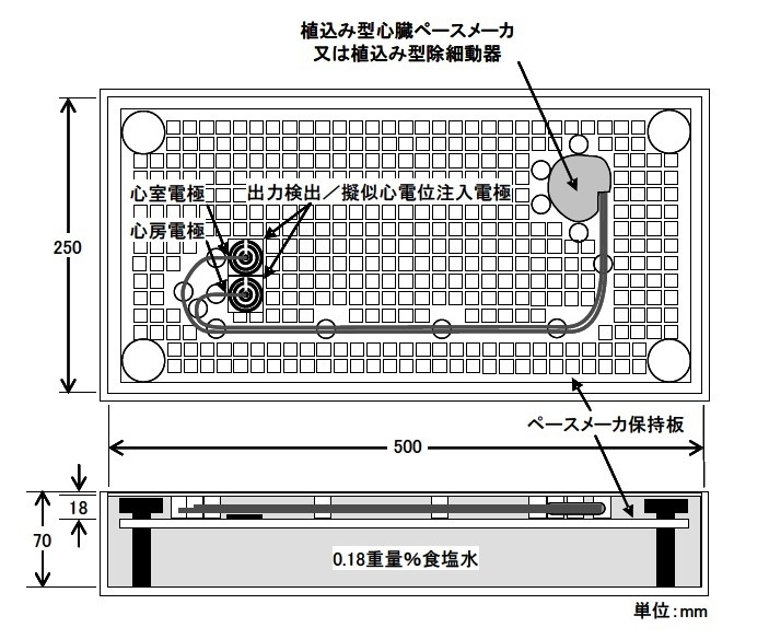 人体ファントムの構成と植込型心臓ペースメーカーなどの配置