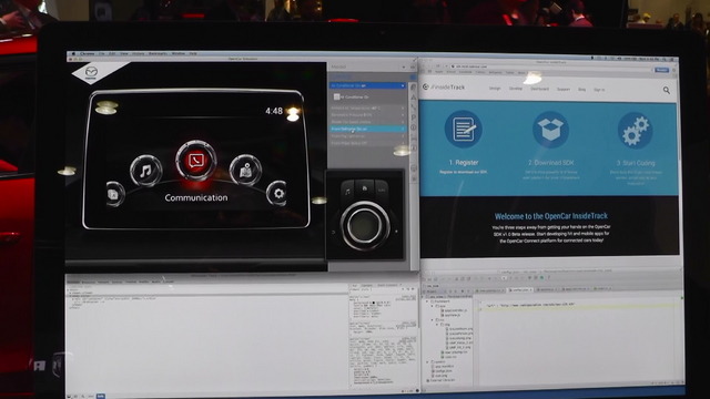 マツダが「Mazda Connect」用アプリ開発のためにパートナーを組んだアプリケーションプラットフォーム『Open Car』の作業用画面