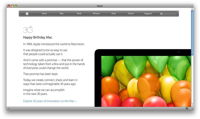 アップルのトップページ