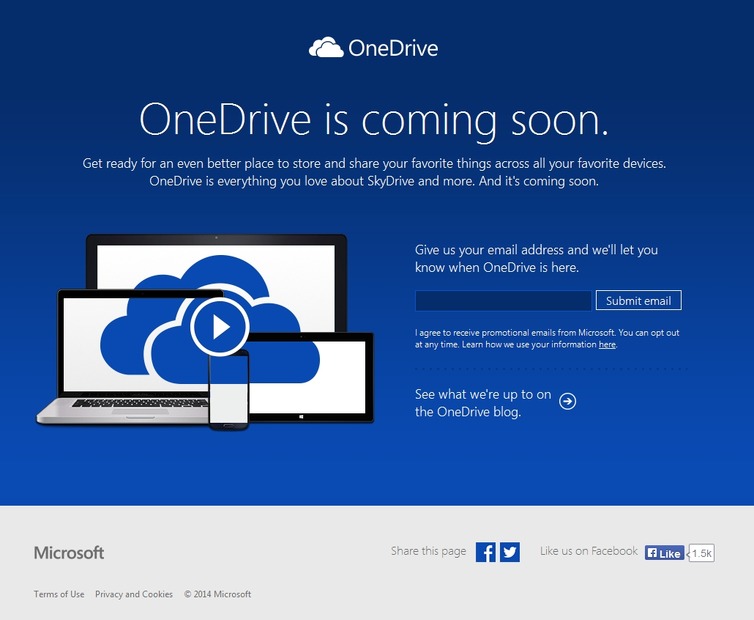 「OneDrive」プレビューサイト