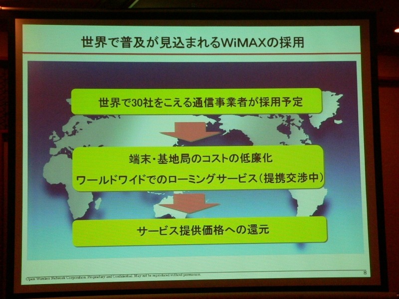 WiMAXの利点としてサービス価格の低下がある