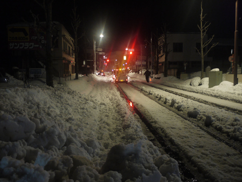 除雪作業が進んでいないスタート付近