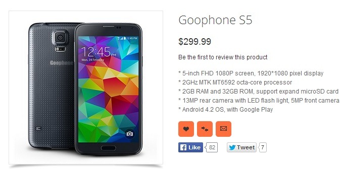 「Goophone S5」製品ページ