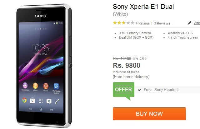 「Xperia E1 dual」販売ページ