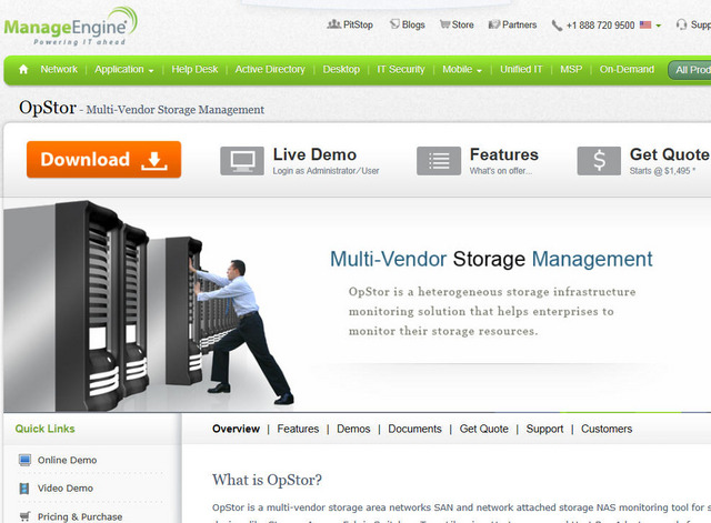 ManageEngine OpStorのサイト