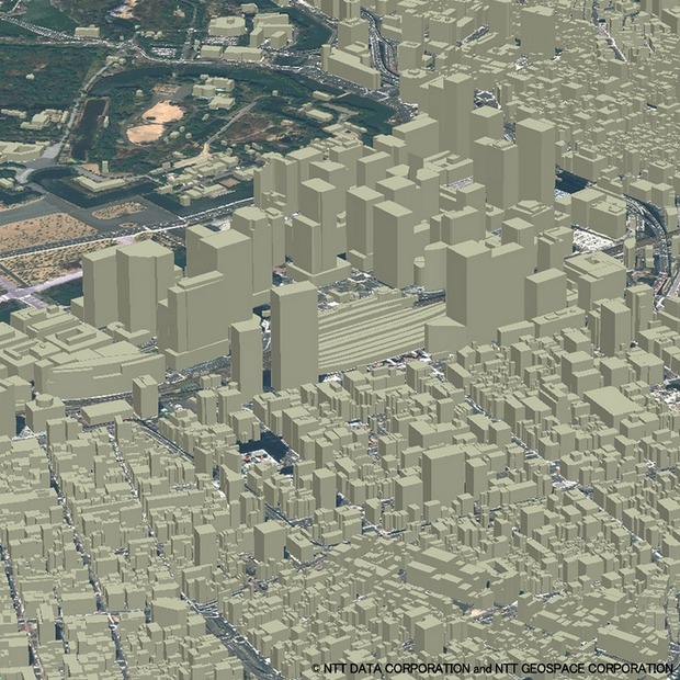 DigitalGlobe衛星画像を活用した高精細3次元地図（東京駅周辺）