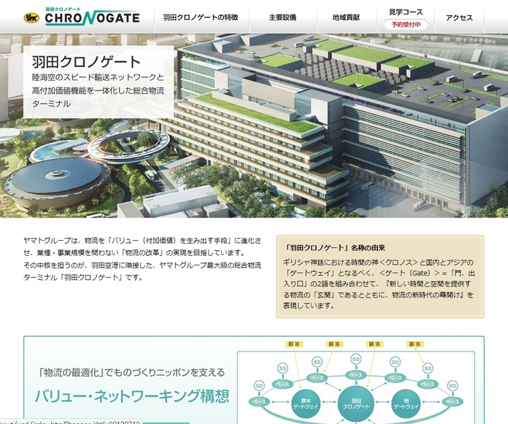 ヤマト運輸「羽田クロノゲート」ページ