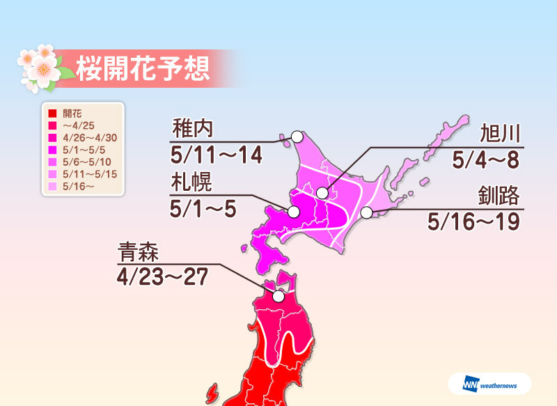 ゴールデンウィークの開花予想